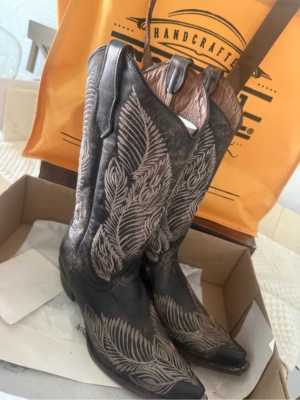 Corral Black Western Embroidered Leather Boots